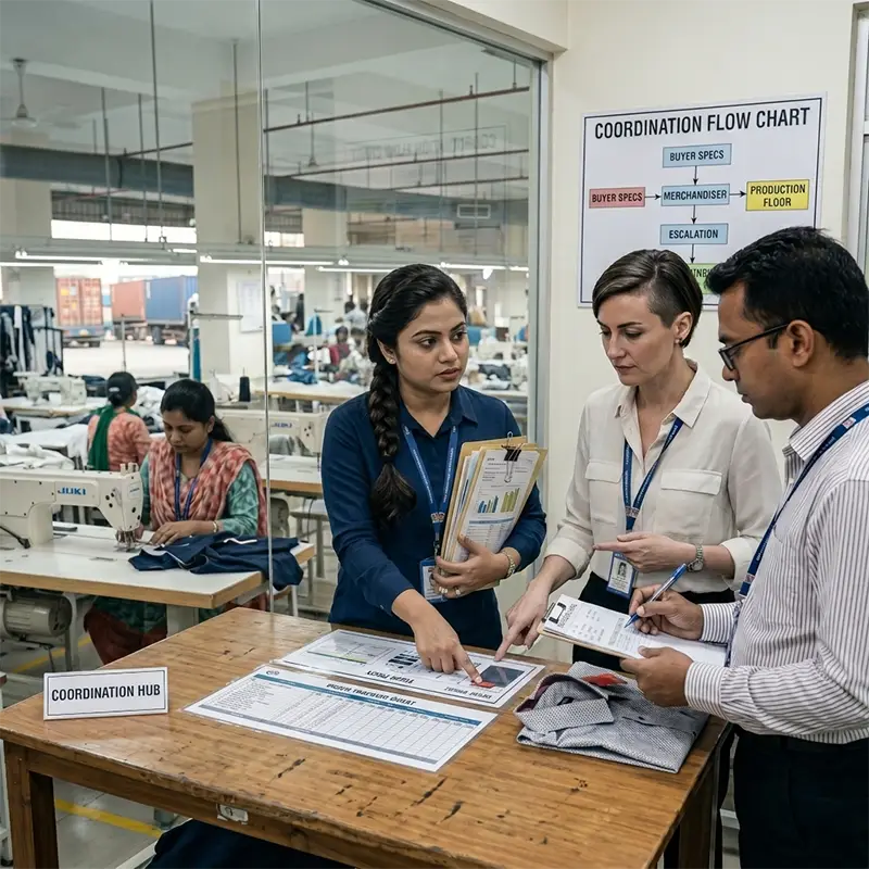 Ytex Garments production coordination hub in Dhaka factory