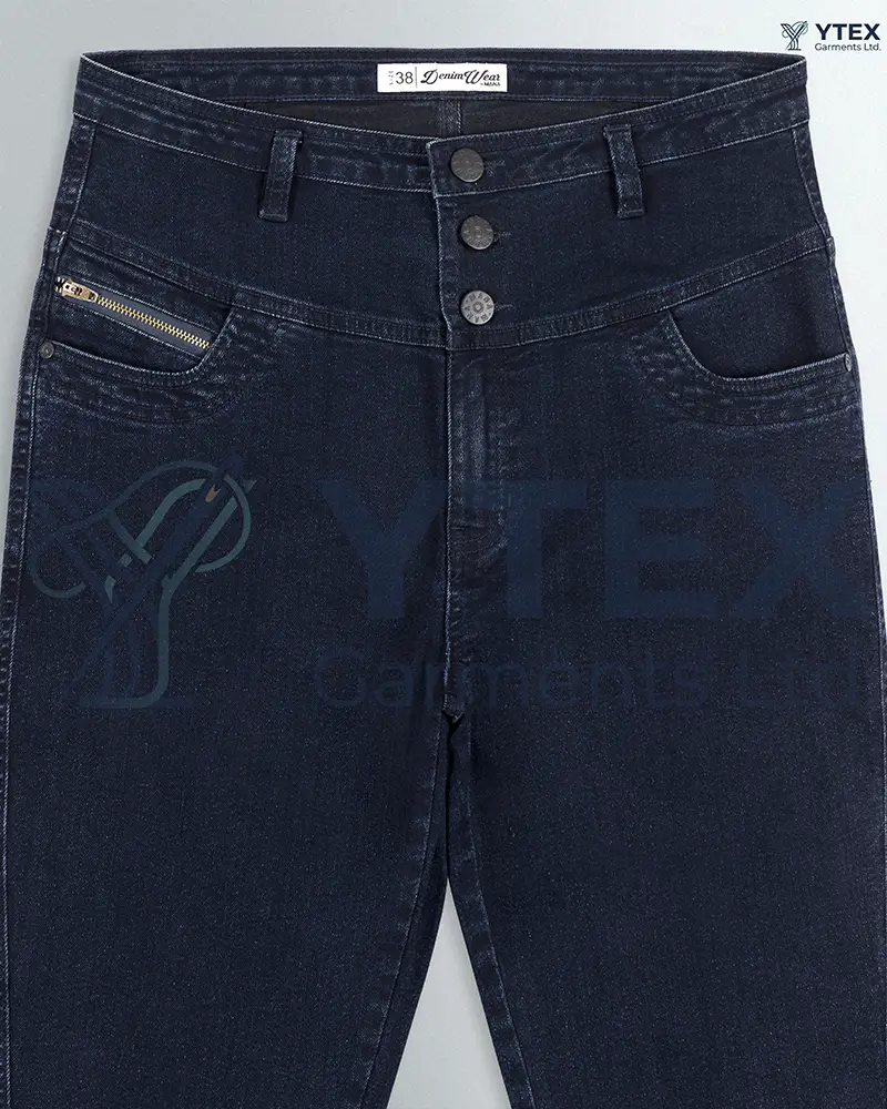 High waist denim pant detail view