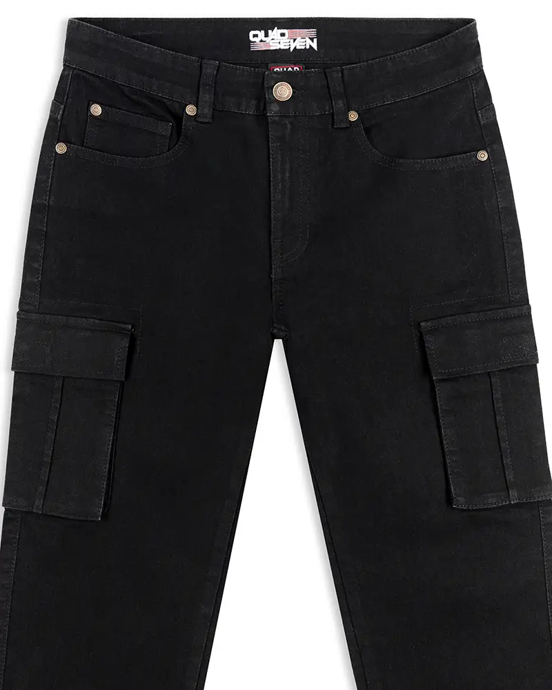 Black cargo pant pocket detail