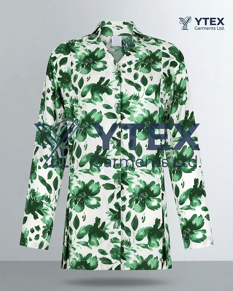 Green floral printed top